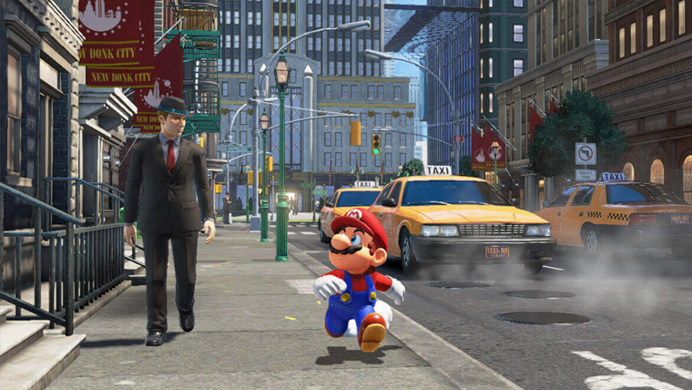 Mario walk on the street  Desktop Wallpaper