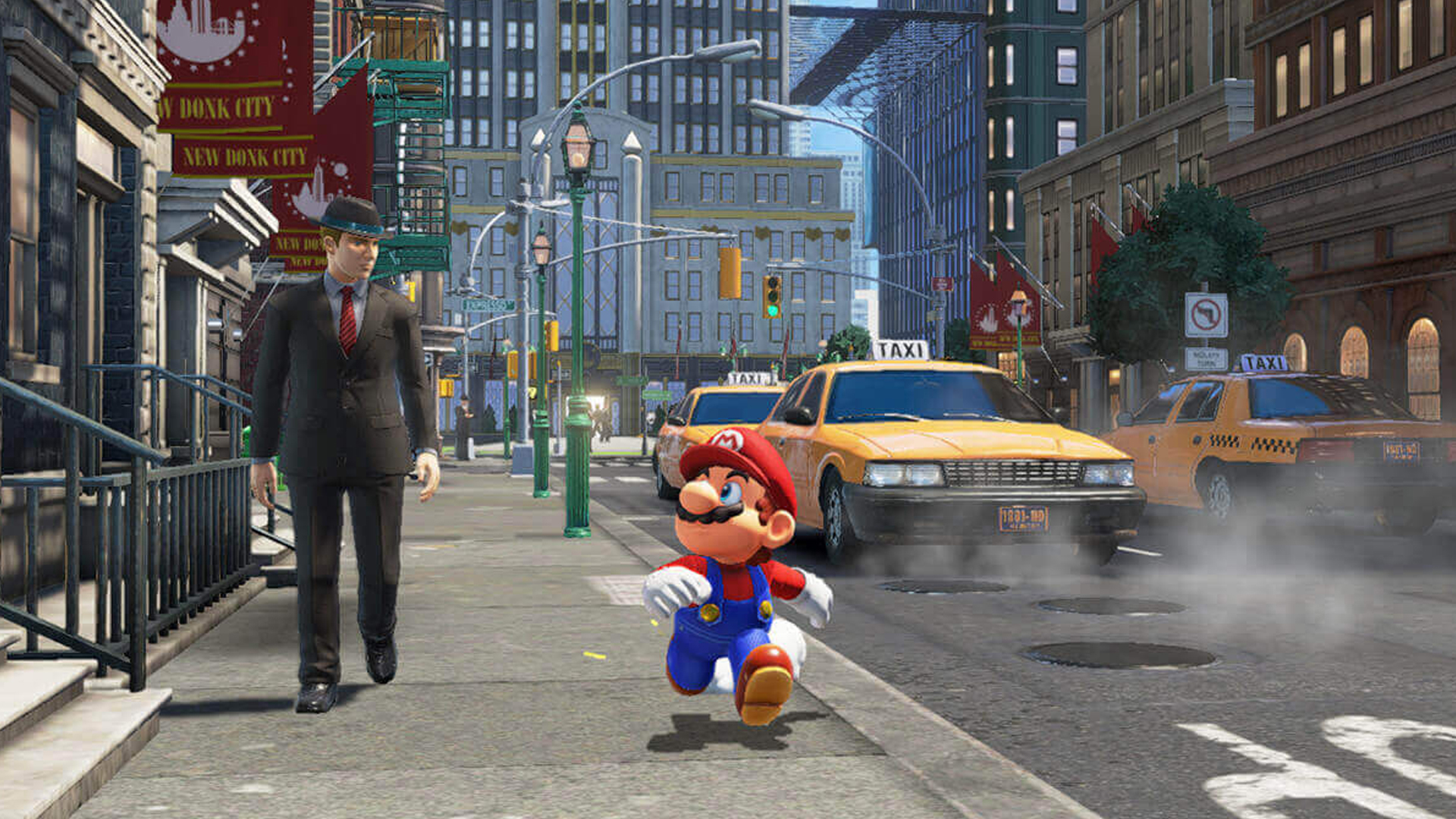 Mario walk on the street  Desktop Wallpaper