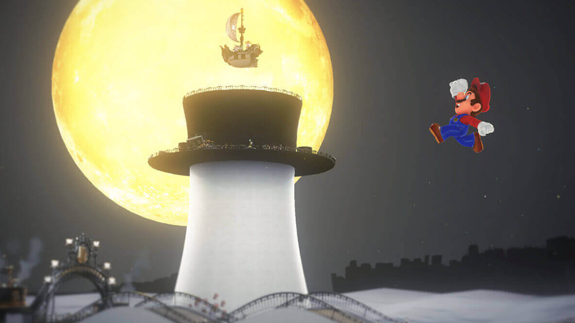 Mario with Moon Desktop Wallpaper